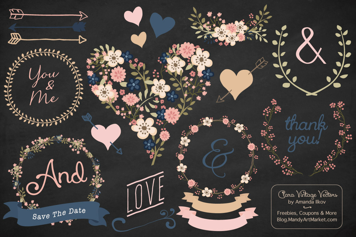 Vector Navy & Blush Vintage Flowers, an Illustration by Amanda Ilkov (Photo 2 of 3)