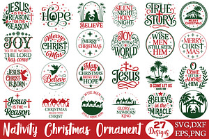 Nativity Christmas Ornament SVG Bund, an Object Graphic by DollarSmart