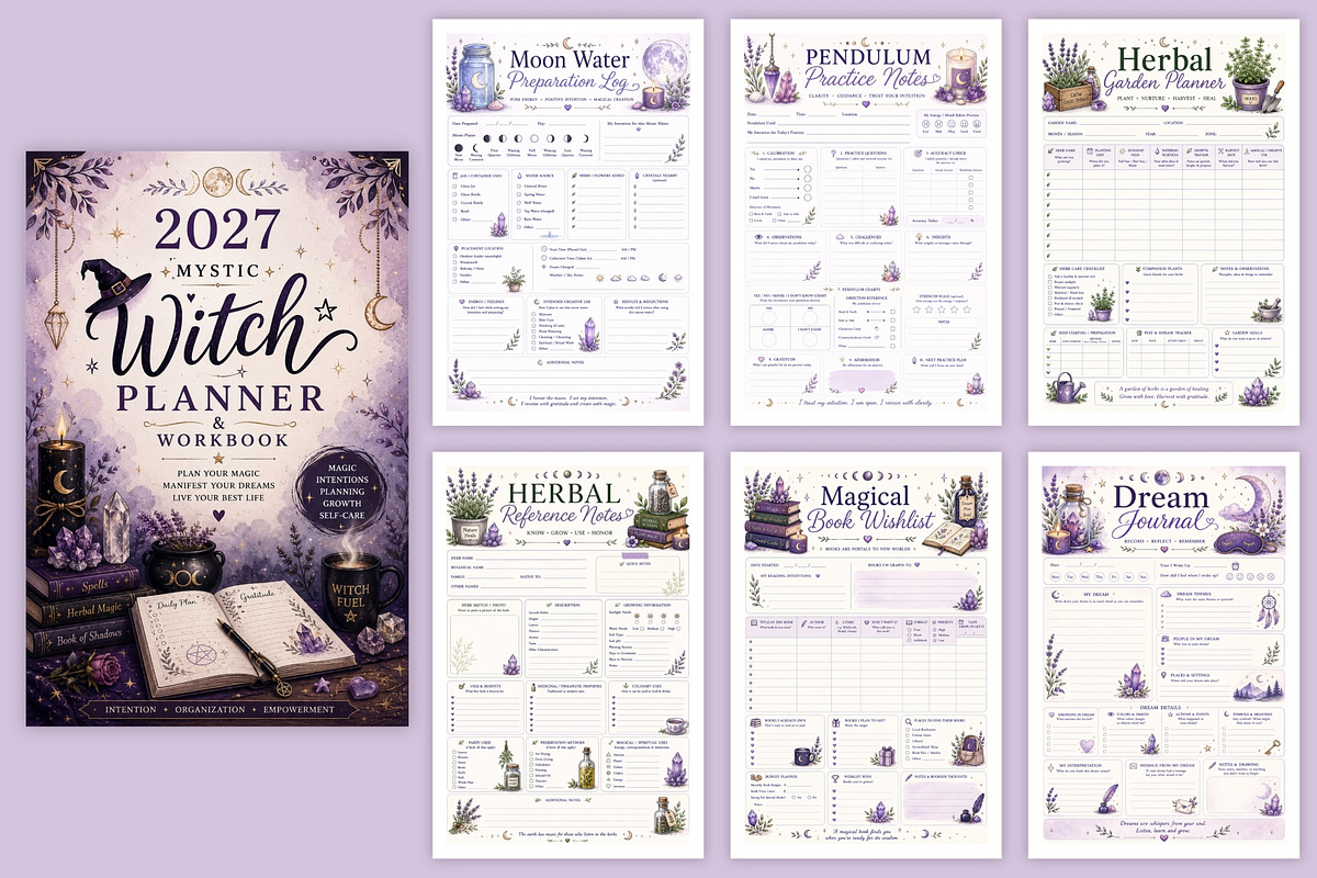 2027 Mystic Witch Planner & Workbook, a Stationery Template by Designmela01 (Photo 5 of 6)
