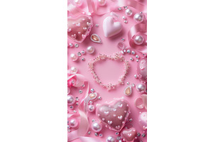 Elegant Pink Hearts And Pearls With