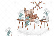 Hygge Interior Home Clipart, an Illustration by Frou Fou Craft (Thumbnail 6 of 7)