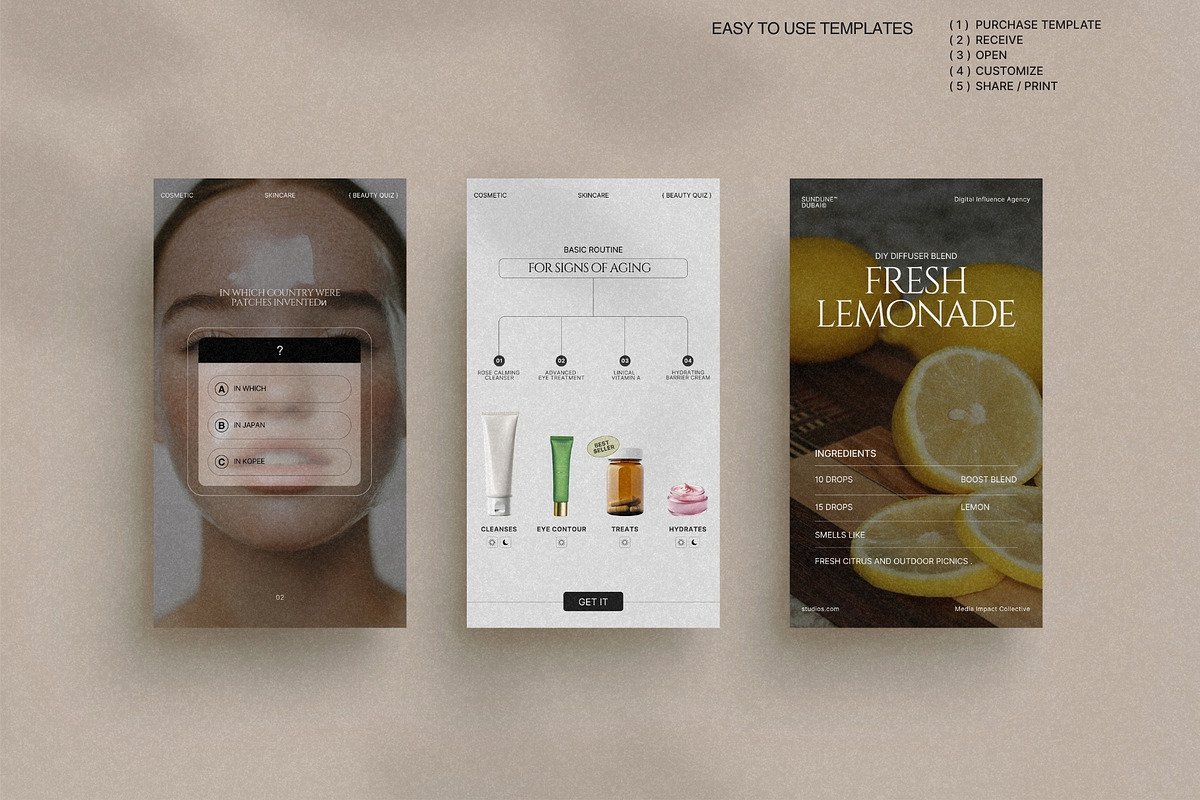 Soft Canva Skincare Story Kit preview 4