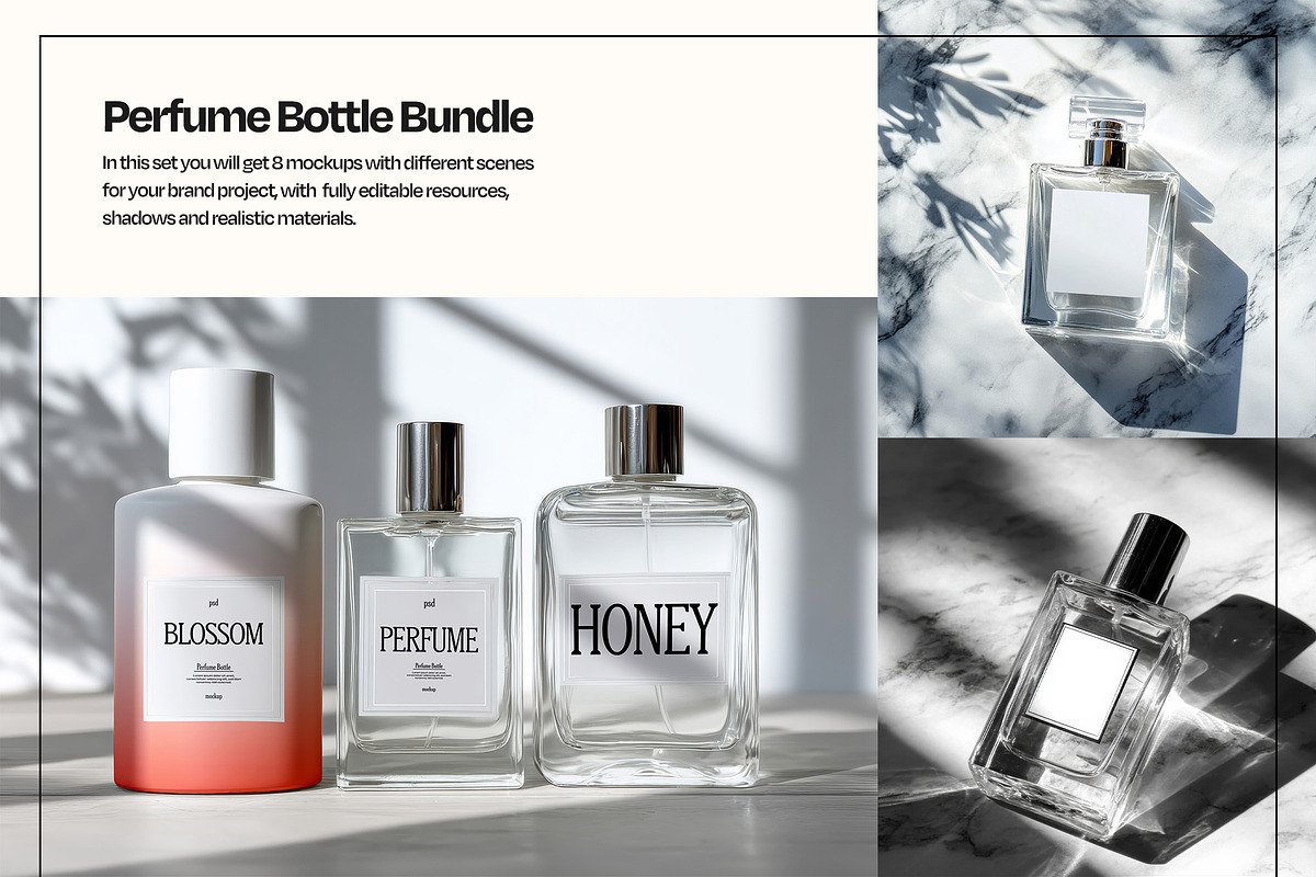 Perfume Bottle Mockup Bundle, a Packaging Mockup by Mego-studio (Photo 3 of 8)
