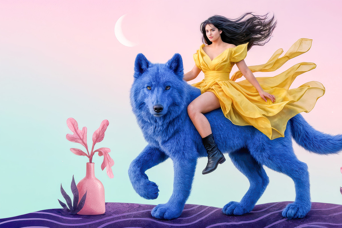 Mystical Wolf Rider Illustrations, a Person Illustration by StockVerse Creative (Photo 3 of 4)