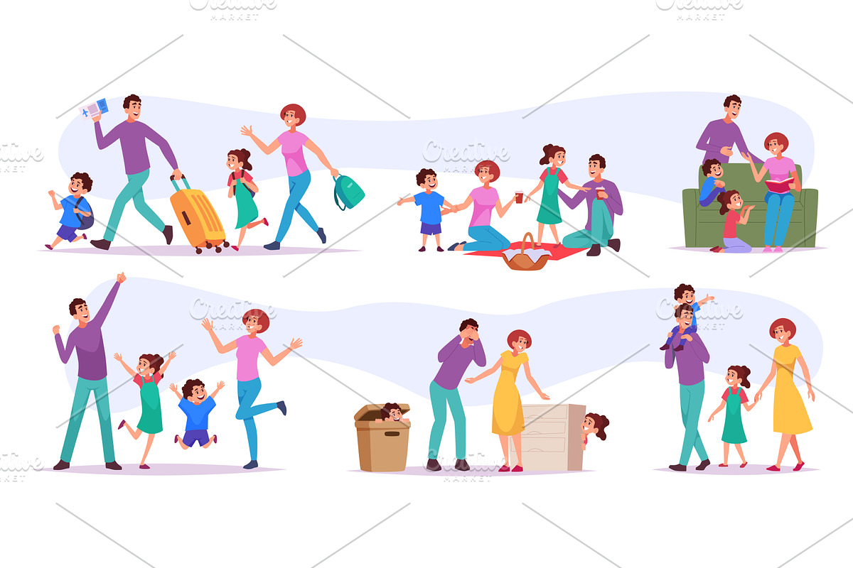 Big family. Mother father sister and, a Person Illustration by Onyx
