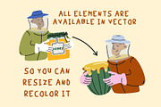 Bee Farm. Beekeeping and honey, a Food Illustration by Luamor (Thumbnail 5 of 10)