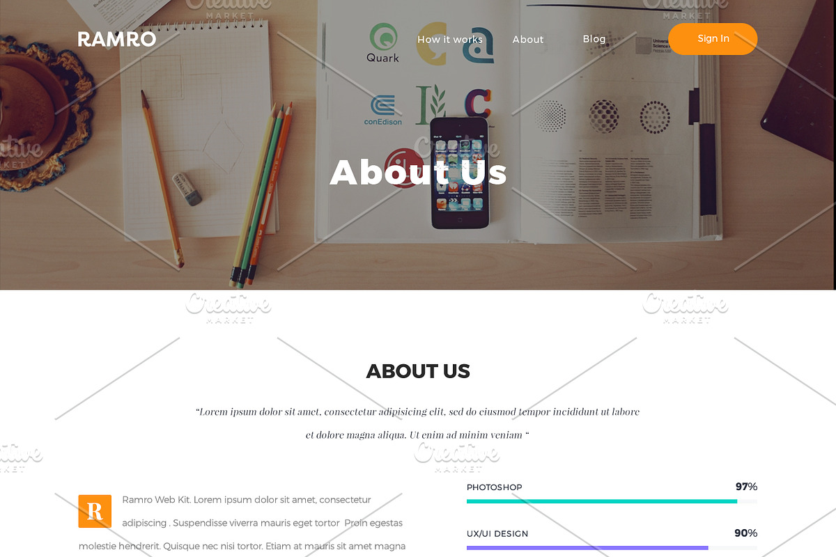Ramro Web UI Kit - About us, an UI Kit Template by Danfe Designs (Photo 11 of 11)