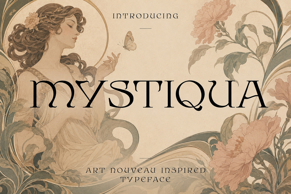 Mystiqua - Art Nouveau Inspired Type, a Serif Font by HipFonts (Photo 1 of 11)