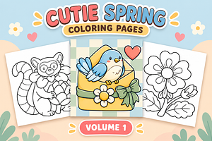 Cutie Spring Coloring Pages Vol. 1, a Seasonal Illustration by Inkivelle Studio