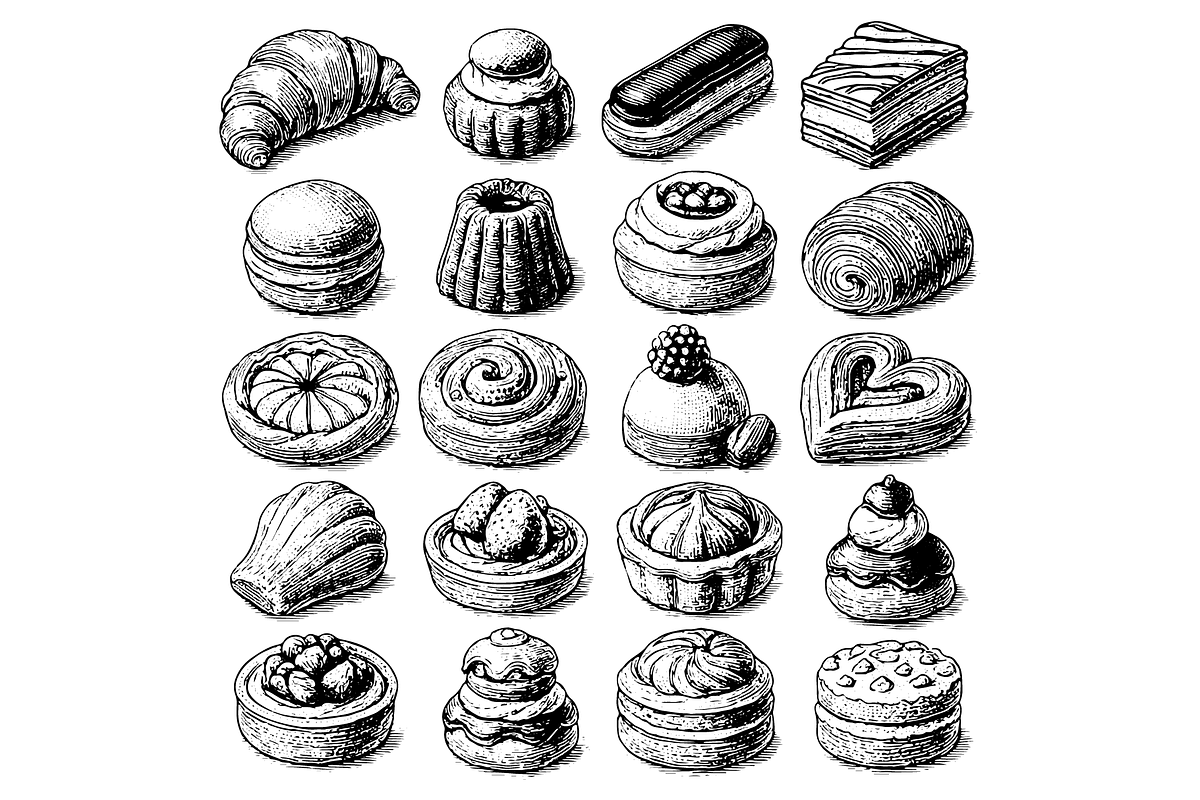 Pastry and Dessert Icons Set, an Object Graphic by nikagraphic