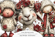 Cute spring lamb clipart, an Illustration by SinaCreation (Thumbnail 1 of 11)