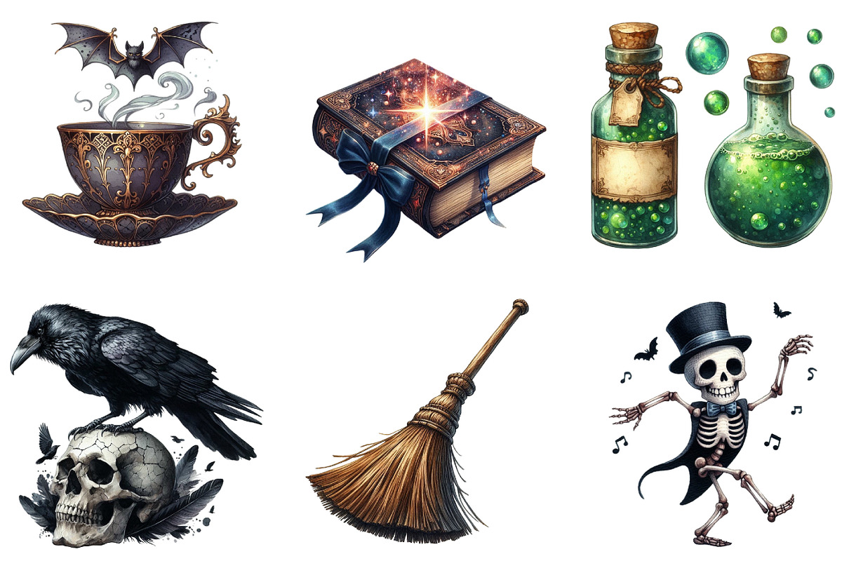 VIntage Hallloween Stickers Bundle, a Seasonal Illustration by DreamArtGraphic (Photo 2 of 5)