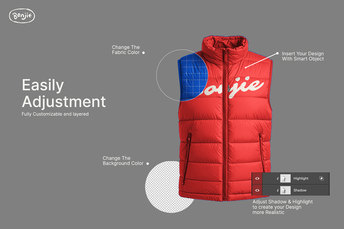 Puffer Vest Mockup, a Hoody Mockup by Pipello Grafik (Photo 2 of 3)