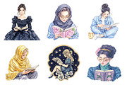 Watercolor Woman Reading PNG, an Illustration by SinaCreation (Thumbnail 4 of 5)