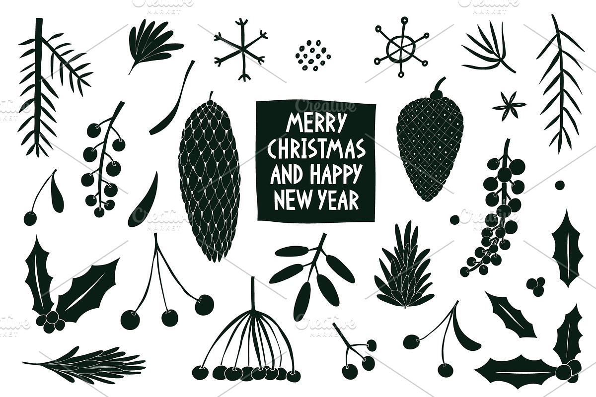 Christmas Plants Vector Collection, a Decorative Illustration by Lubov Illustrations Shop (Photo 2 of 6)