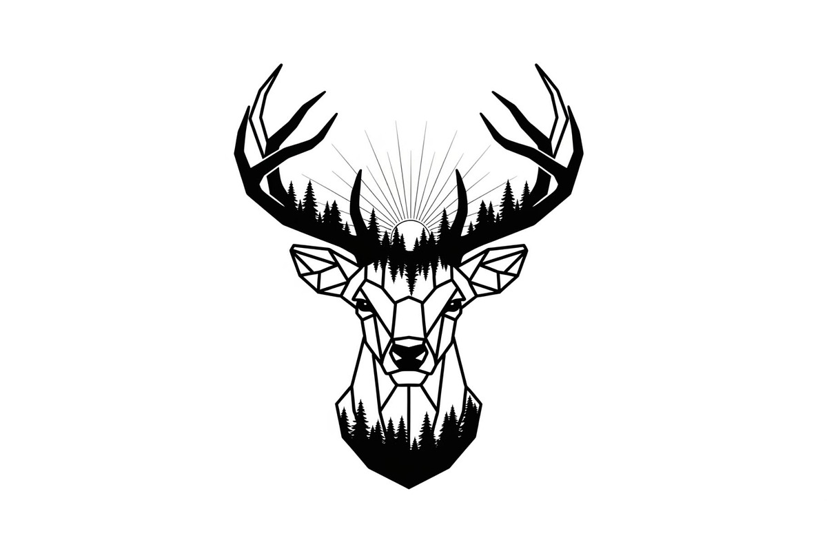 Artistic Geometric Deer Head Bundle, an Illustration by yasushie (Photo 6 of 31)