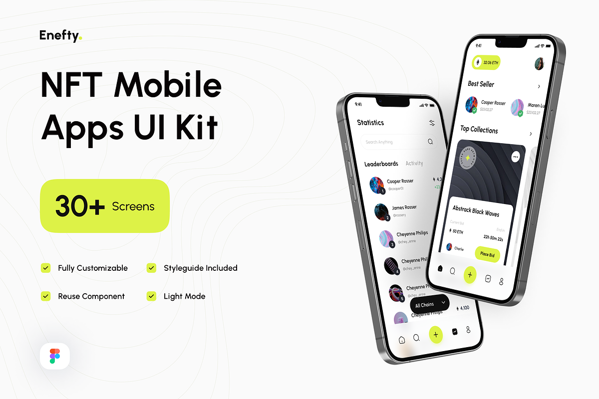 Enefty - NFT Mobile Apps UI Kit, an UI Kit Template by pickolabstudio (Photo 1 of 6)
