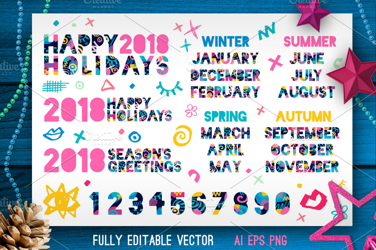 2018 New Year Christmas Bundle, a Stationery Template by Iraida_Bearlala (Photo 5 of 7)