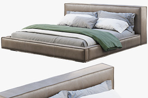 Queen Loft Leather Bed 2 3d Model