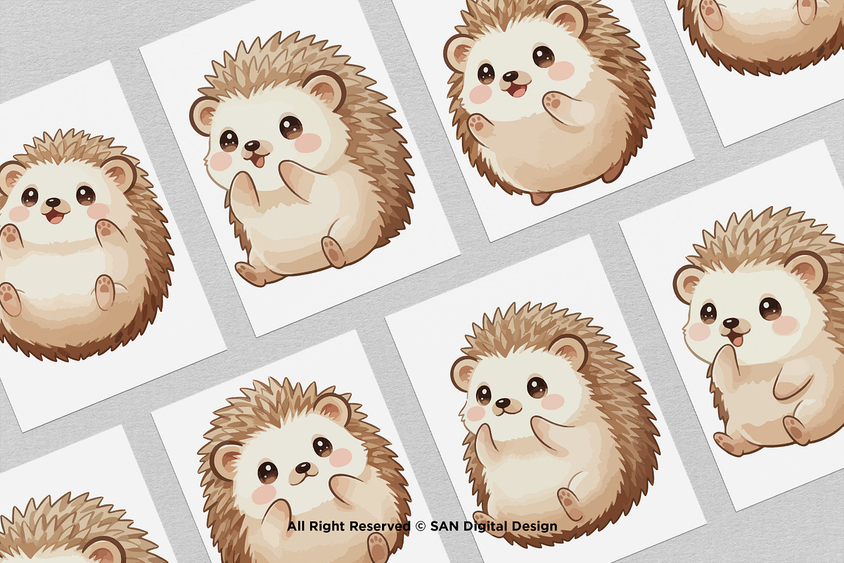 15 Bundle Watercolor Baby Hedgehog, an Animal Illustration by Morspective (Photo 3 of 8)