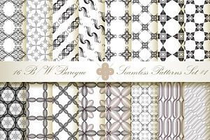 16 B&W Seamless Baroque Florals #1