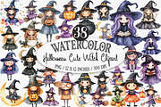 Halloween Cute Witch Clipart, an Illustration by Designking (Thumbnail 1 of 4)