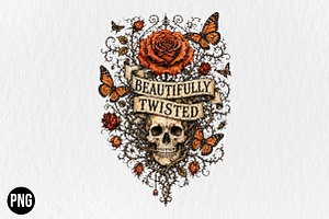 Beautifully Twisted Skull PNG, a Seasonal Illustration by CraftArtStudio