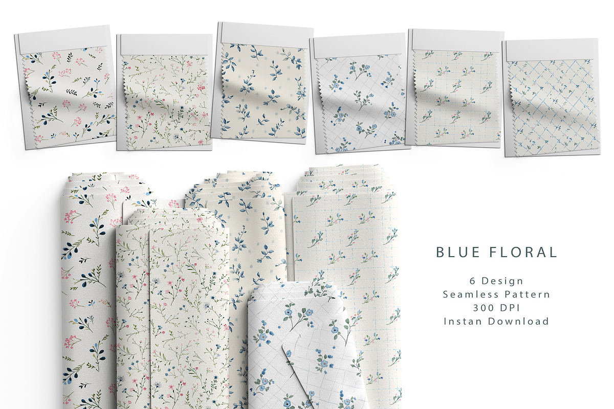 6 Seamless Pattern: Blue Floral, a Pattern Graphic by StudioCitra (Photo 1 of 10)