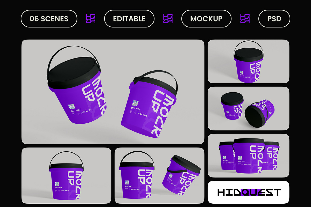 Plastic Bucket Mockup, a Packaging Mockup by hiddemaru (Photo 1 of 4)