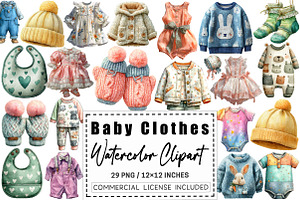 Watercolor Baby Clothes Clipart, a Graphic by CitraGraphics