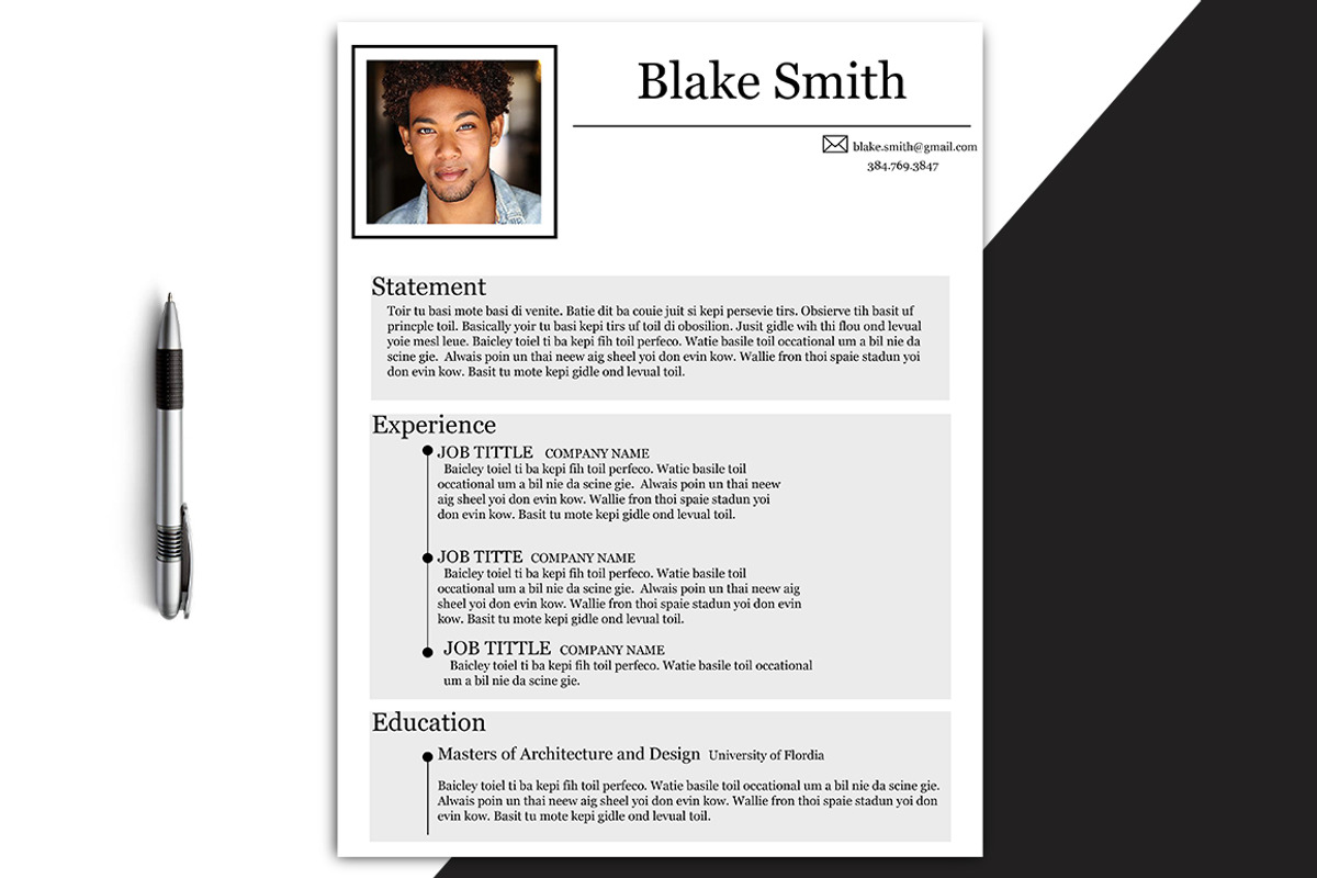 Modern Blake Resume, a Resume Template by Jo-Lou Design (Photo 1 of 3)