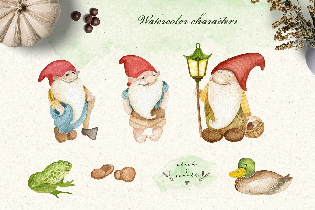 Watercolor gnomes. Big bundle, an Illustration by JuliaBadeeva (Photo 21 of 27)