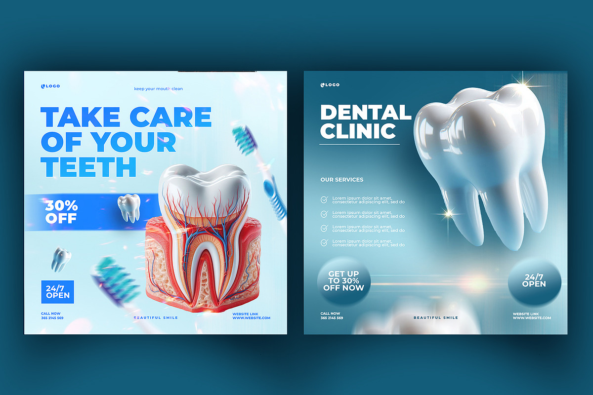Dental Clinic Social Media Designs, a Social Media Template by graphic bakers (Photo 3 of 5)