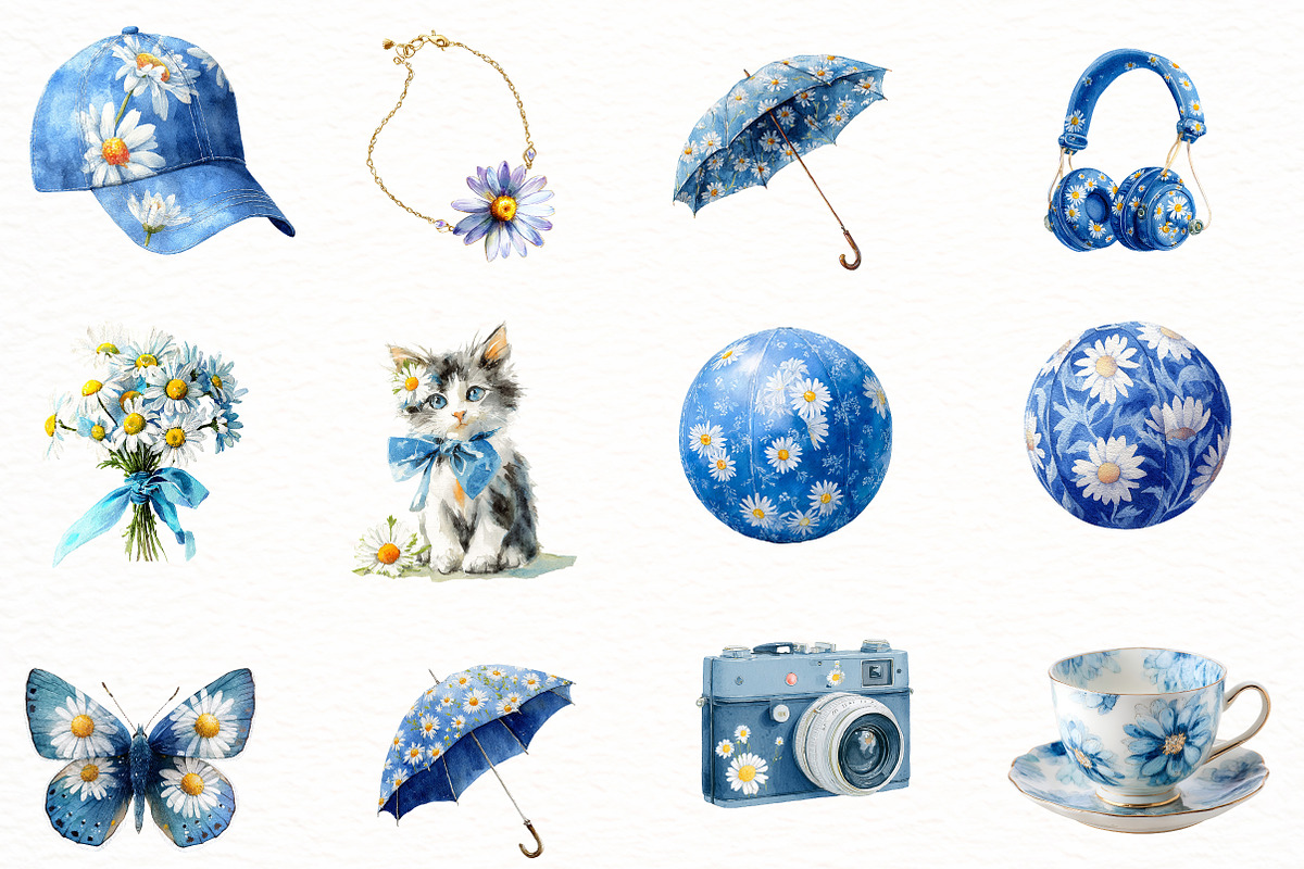 Watercolor Summer Daisy Clipart, an Illustration by Designworld (Photo 3 of 5)