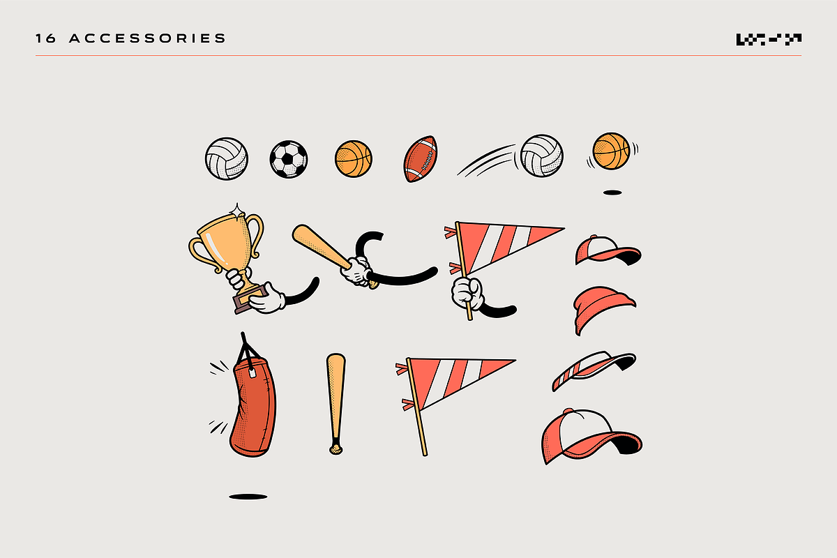 Sports Retro Mascot Creator Pack, a Sport Illustration by LEONFABRIPRO (Photo 9 of 17)