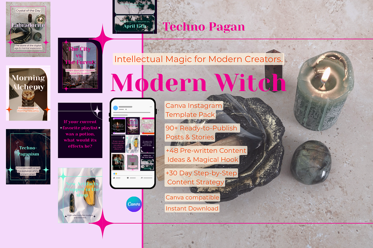 Modern Witch Instagram Templates, a Social Media Template by Mochi Atelier (Photo 1 of 11)
