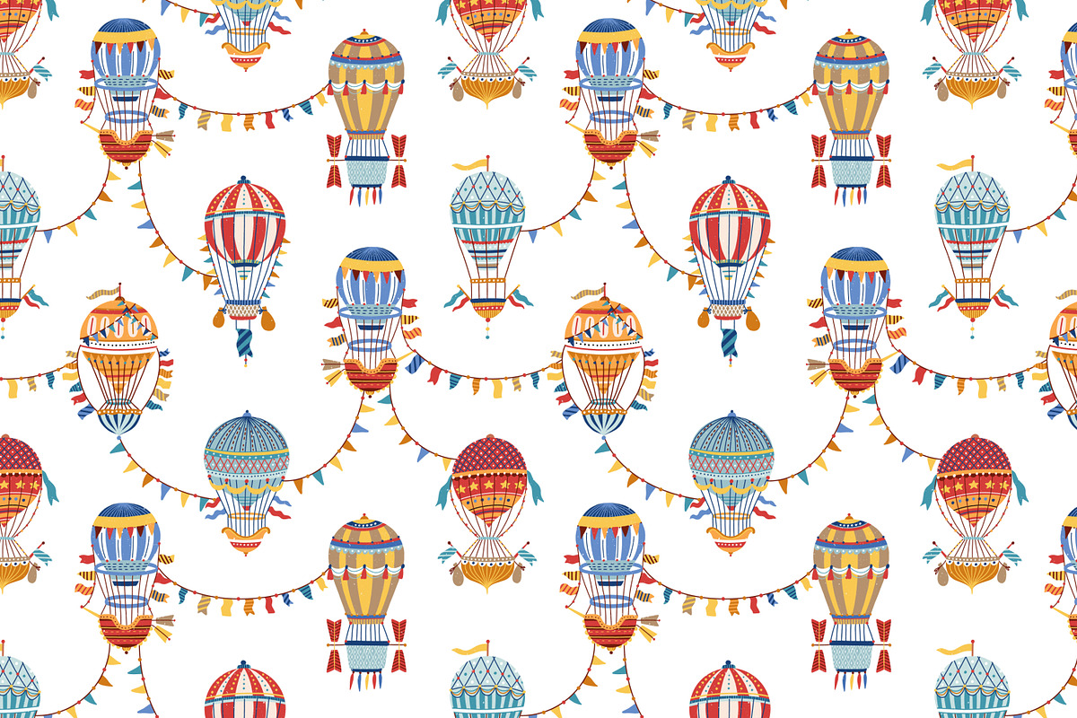 Vintage Hot air balloon pattern, a Pattern Graphic by Good Studio (Photo 1 of 3)