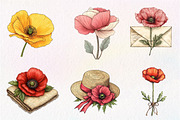 Summer Poppy Flowers Clipart, an Illustration by CreationArt (Thumbnail 8 of 9)