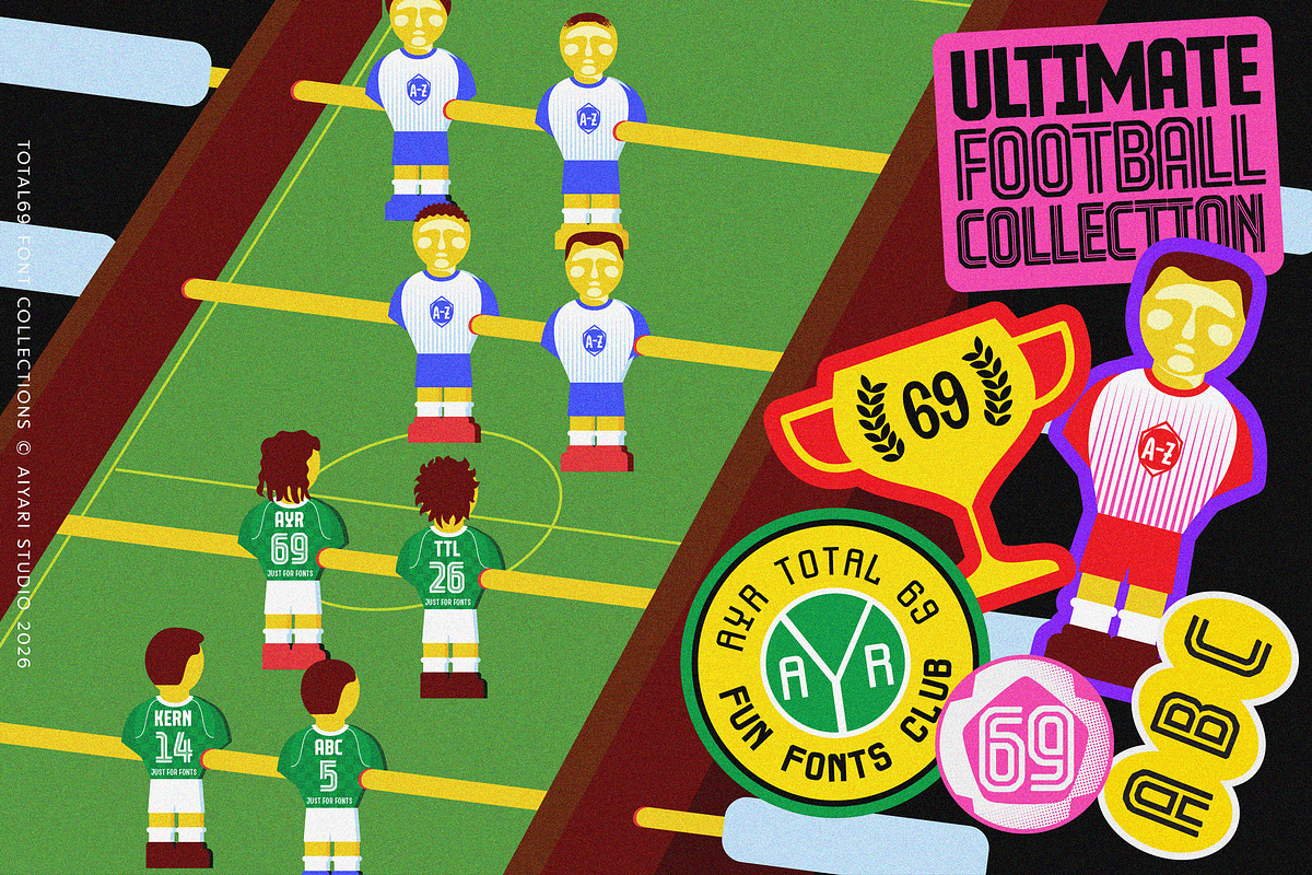 Total 69 — Football Font Collection, a Sans Serif Font by Aiyari (Photo 8 of 20)