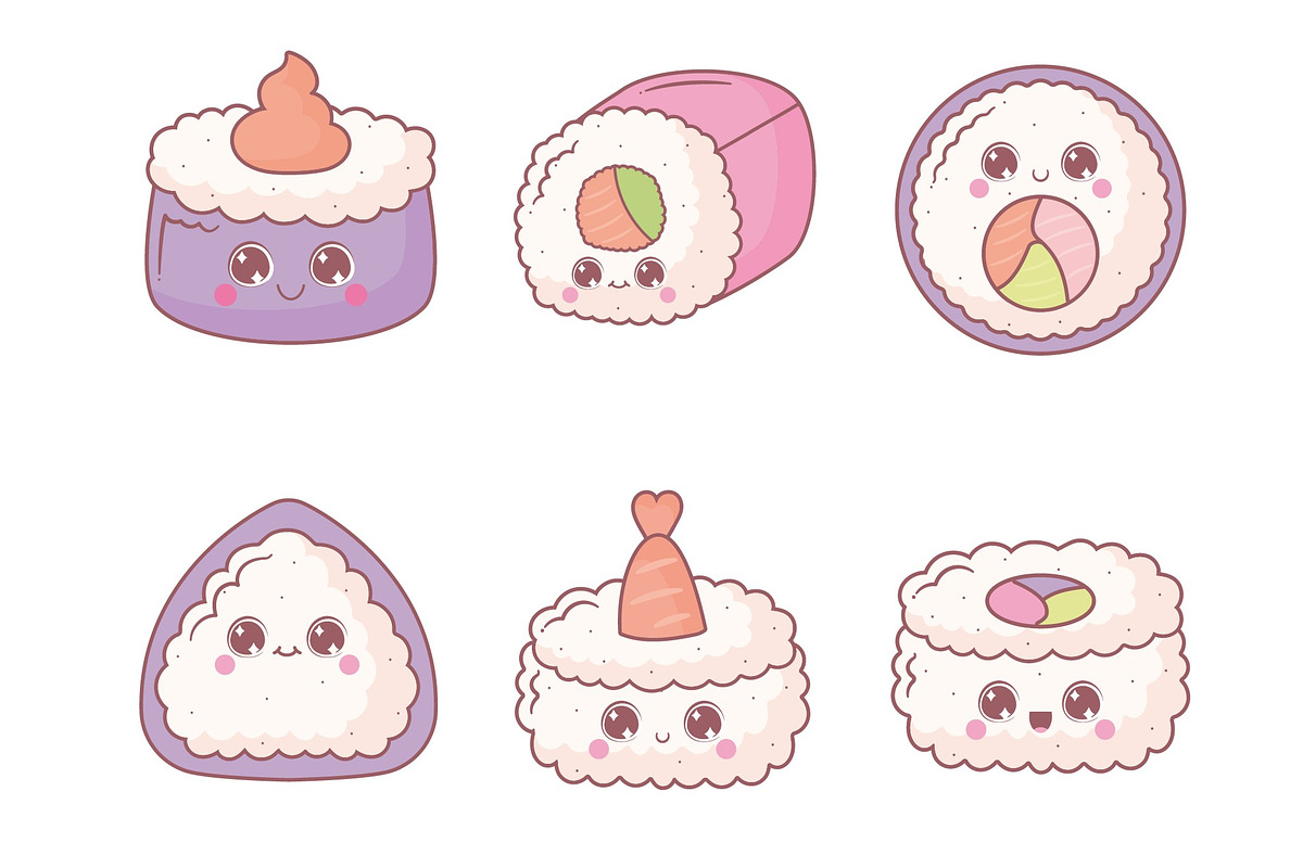 Sushi Kawaii Illustration Set preview 3