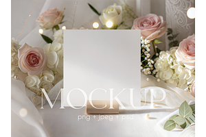 Romantic Floral Square Card Mockup, a Product Mockup by MockupWizard
