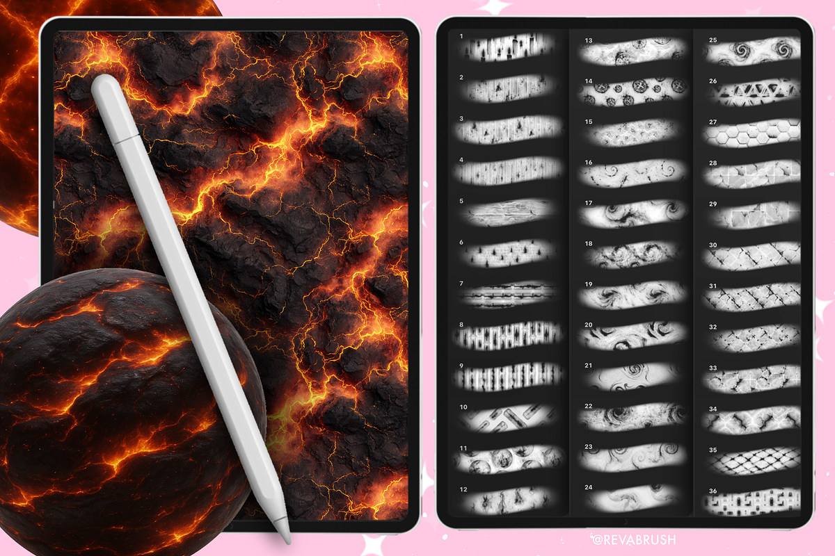 Procreate Volcano Fire texture brush, a Brush Add-On by Revabrush (Photo 8 of 8)