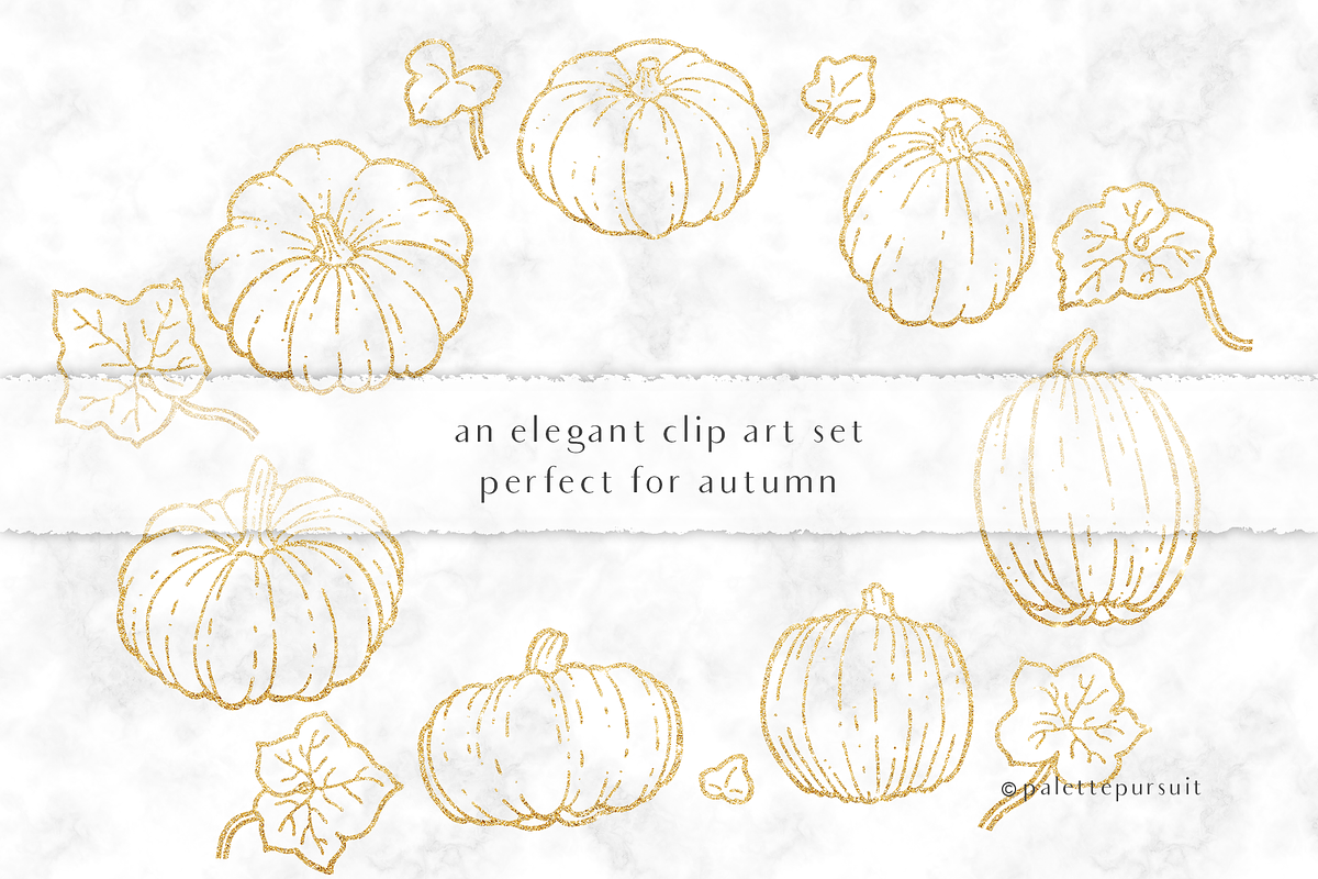 Gold Pumpkins Autumn Clip Art, an Illustration by Palette Pursuit (Photo 2 of 6)