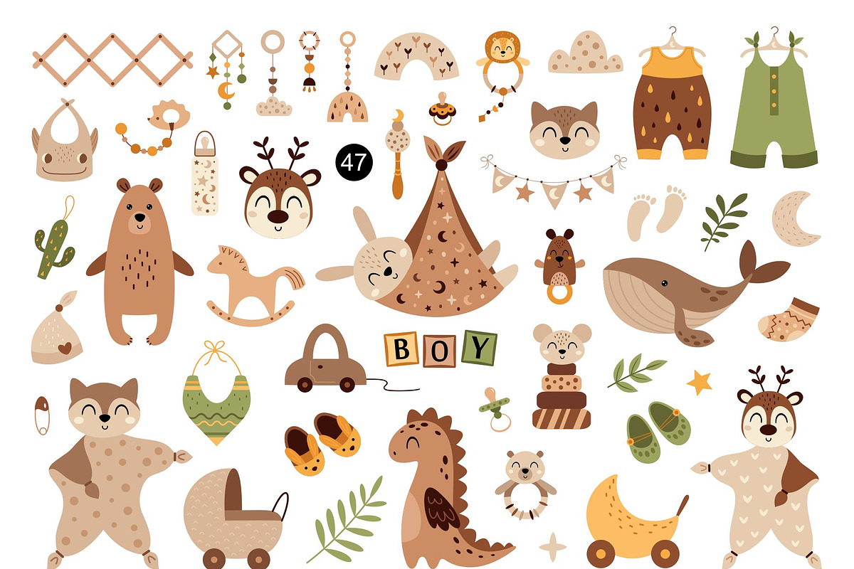 Newborn Baby Boy Clipart, an Object Illustration by JulzaArt (Photo 2 of 7)