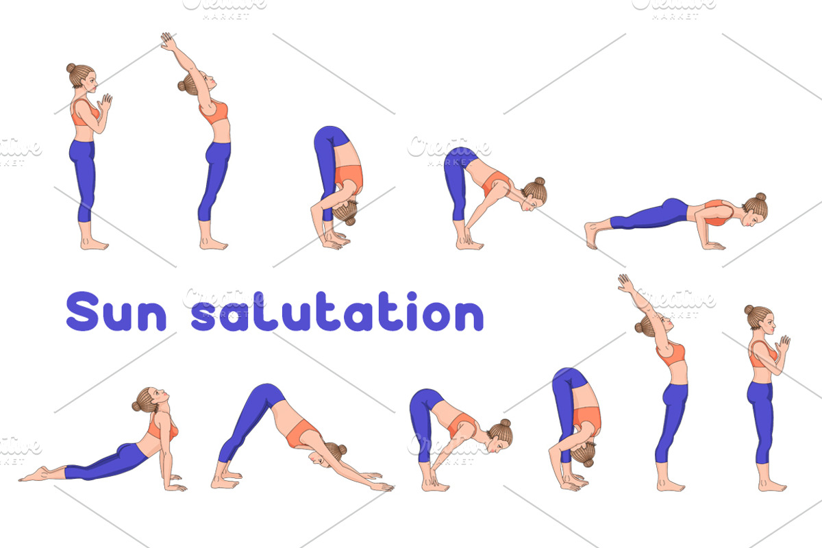 Sun salutation variations, a Healthcare Illustration by tamara.comotomka (Photo 1 of 4)