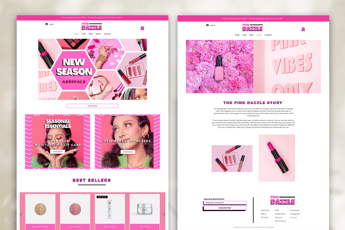 Pink E-commerce Website Theme, a Websites & App Template by Cosmic Design (Photo 2 of 9)