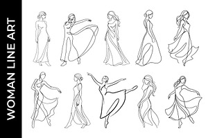 Women Line Art Vector illustration, a Person Illustration by nandinigraphics