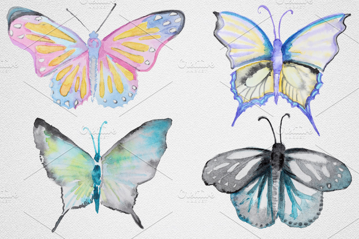 Watercolor Butterfly set #1, an Object Graphic by IvanFet (Photo 4 of 8)