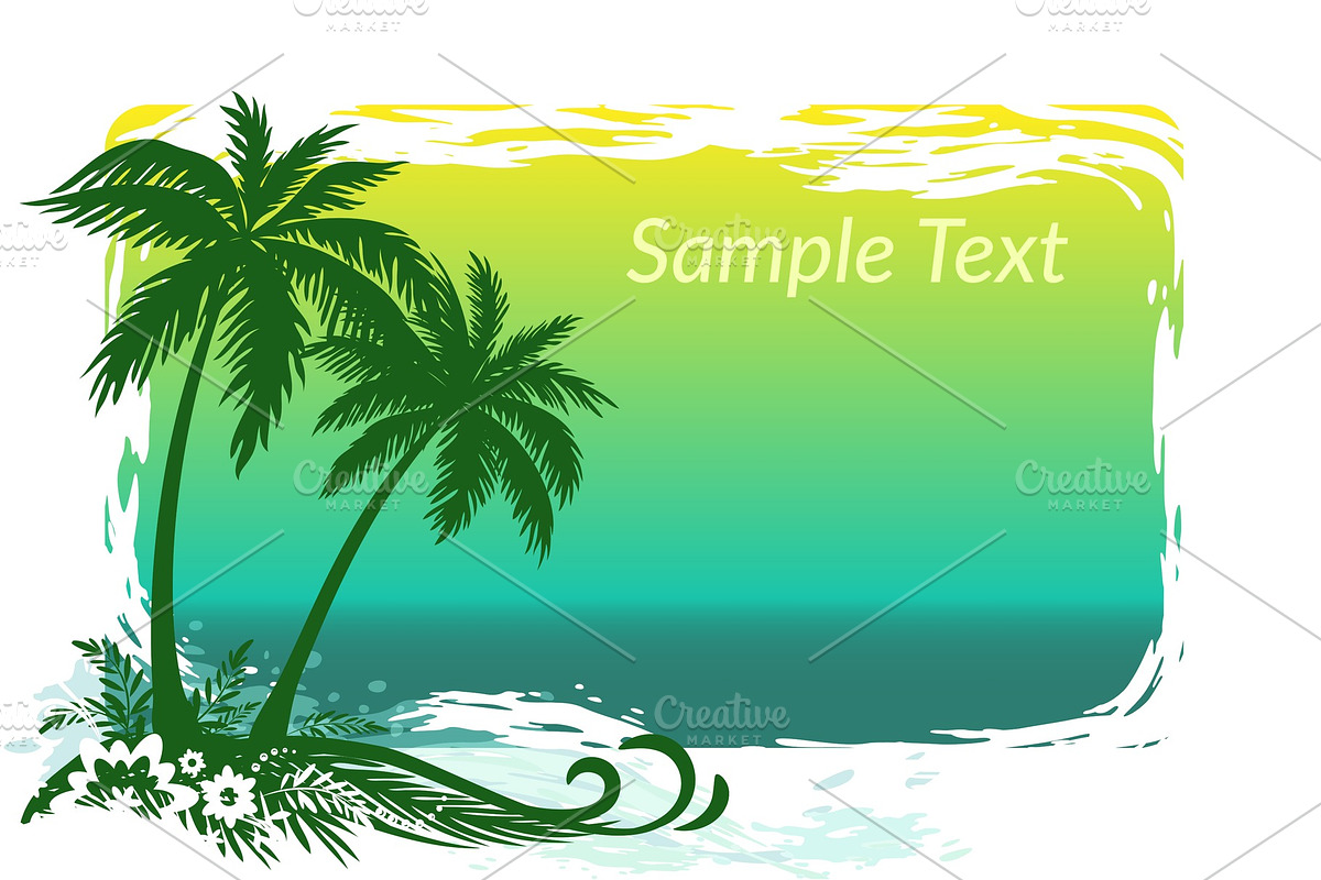 Palms, Flowers and Sea Landscape, an Illustration by Ok-sana