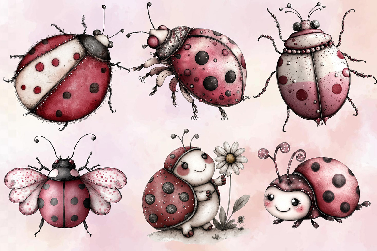 Whimsical Spring Ladybug Clipart, an Illustration by SVGArt (Photo 4 of 9)